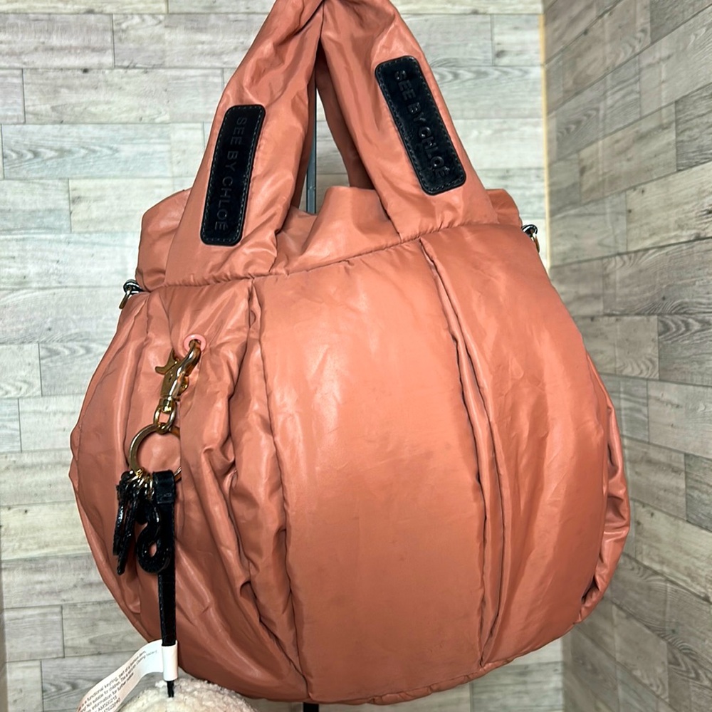 See By Chloe Coral Puffer Nylon  Shoulder Bag